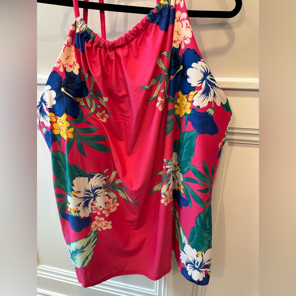 🌺LB 2 PC Swim by Cacique 2piece SZ 24/26 Hot pink floral Tankini Swimsuit